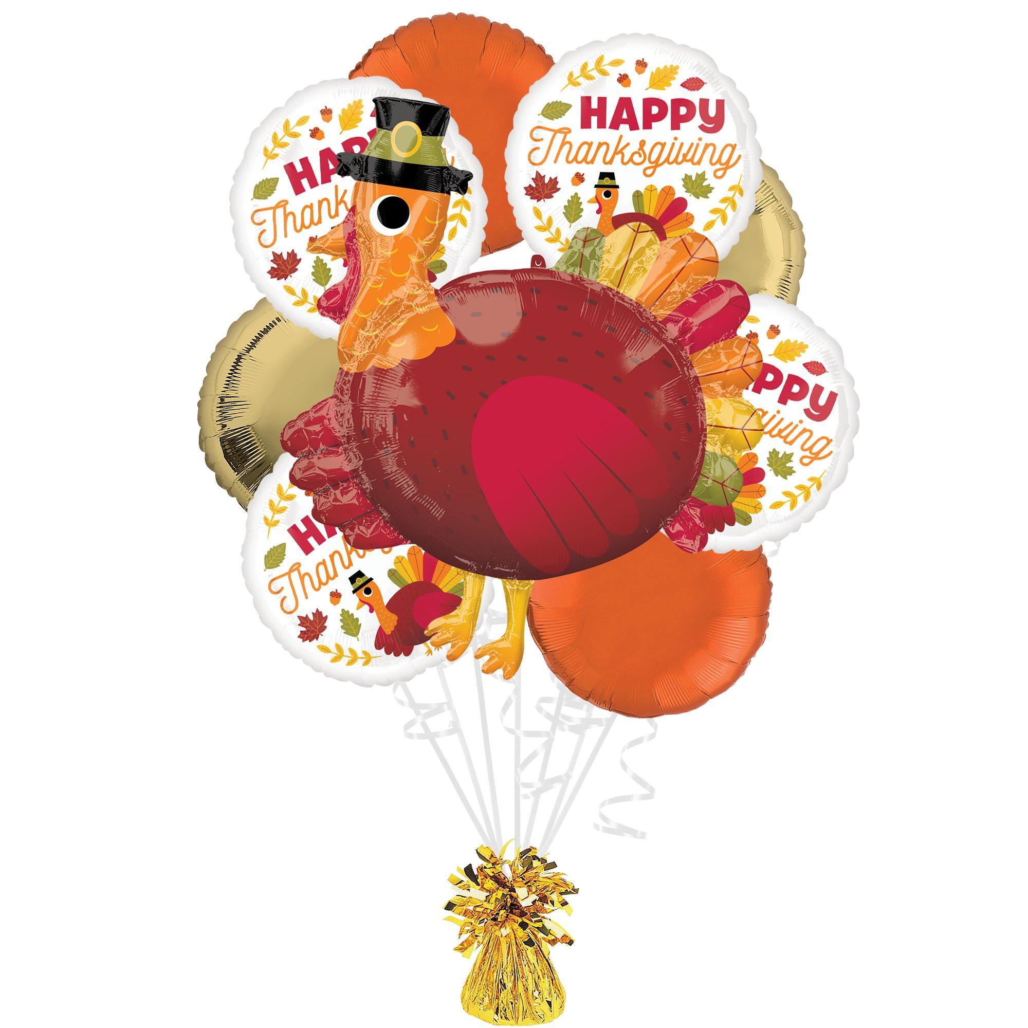 Pilgrim Turkey Thanksgiving Foil Balloon Bouquet